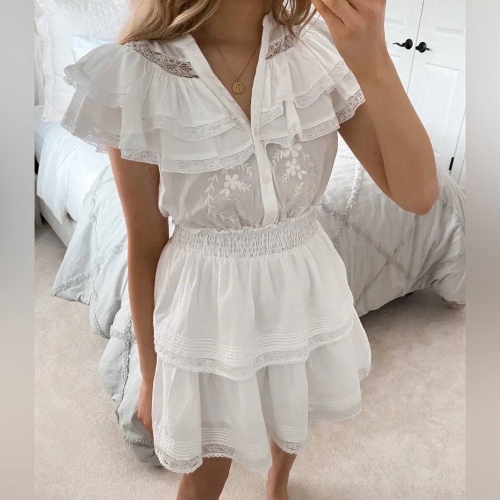 LOVESHACKFANCY TARGET CLASSIC DOUBLE RUFFLE DRESS - Picture 3 of 10